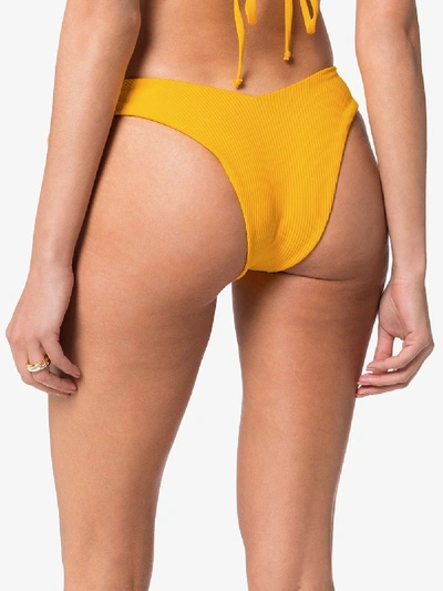 Shop Frankies Bikinis Ruby V-cut Bikini Bottoms In Yellow