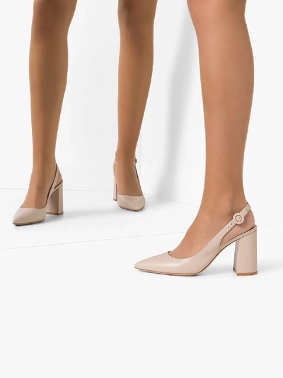 Shop Gianvito Rossi Neutral Slingback Leather Pumps In Neutrals