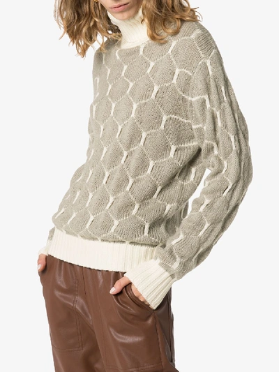 Shop See By Chloé Honeycomb Knit Turtleneck Sweater In Neutrals