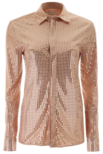 Shop Bottega Veneta Mirror-effect Shirt In Beige