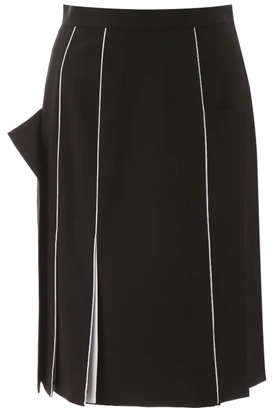 Shop Burberry Bicolor Skirt In Black,white