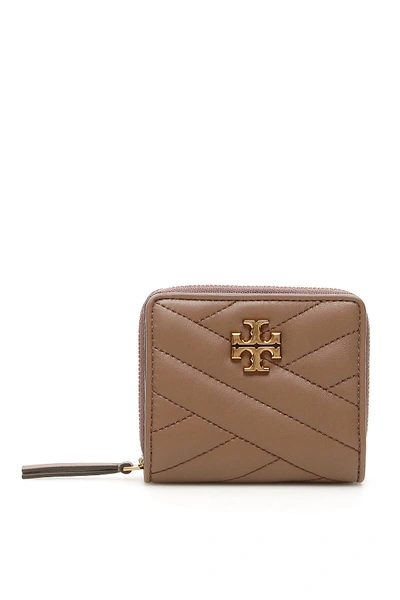 Shop Tory Burch Kira Chevron Bi-fold Wallet In Grey,brown