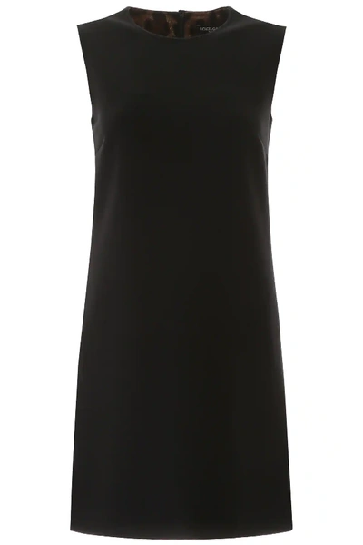 Shop Dolce & Gabbana Crepe Mini Dress In Black