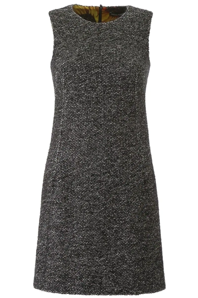 Shop Dolce & Gabbana Tweed Mini Dress In Black,white