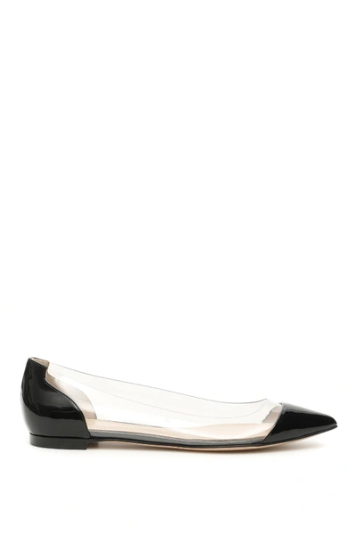 Shop Gianvito Rossi Plexi Flats In Black