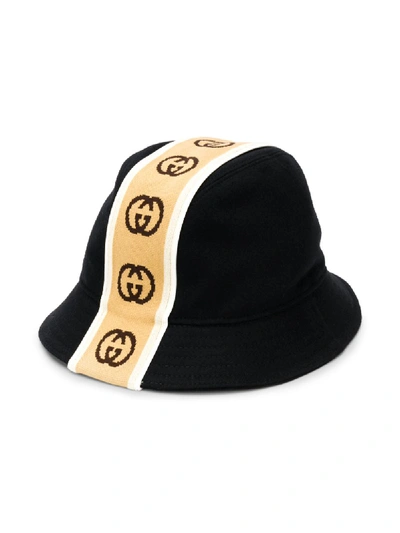 Shop Gucci Interlocking G Stripe Bucket Hat In Black