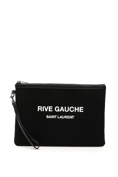 Shop Saint Laurent Rive Gauche Clutch In Black,white