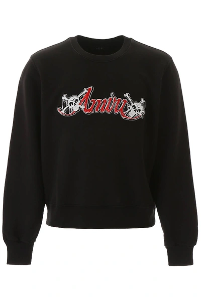 Shop Amiri Sweatshirt With Embroidered Logo In Black