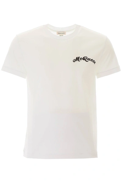 Shop Alexander Mcqueen T-shirt With Embroidered Logo In White