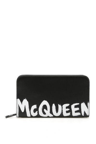 Shop Alexander Mcqueen Logo Zip-around Wallet In Black,white