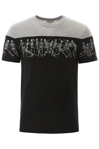 Shop Alexander Mcqueen Skeleton Print T-shirt In Black,grey