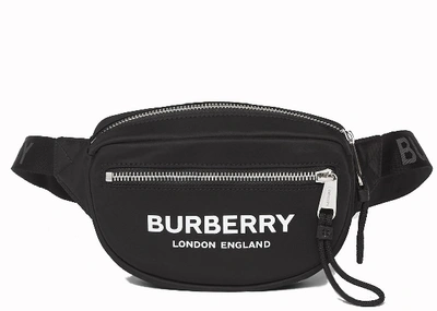 Pre-owned Burberry  Cannon Bum Bag Logo Print Econyl Small Black