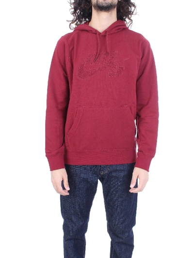 Shop Nike Burgundy Cotton Sweatshirt