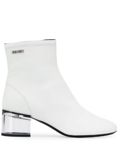Shop Kenzo White Leather Ankle Boots
