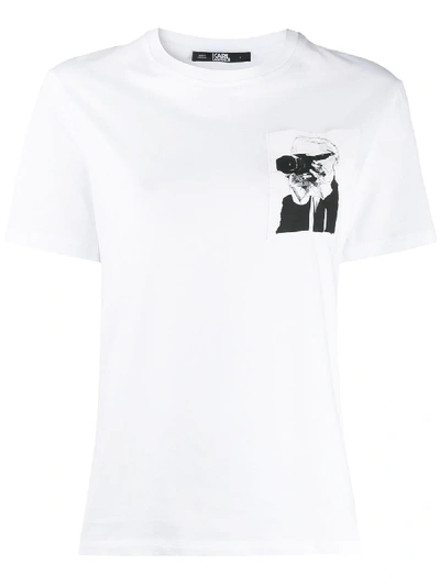 Shop Karl Lagerfeld Karl Legend Pocket T-shirt In White