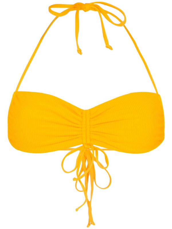 yellow ruched bikini