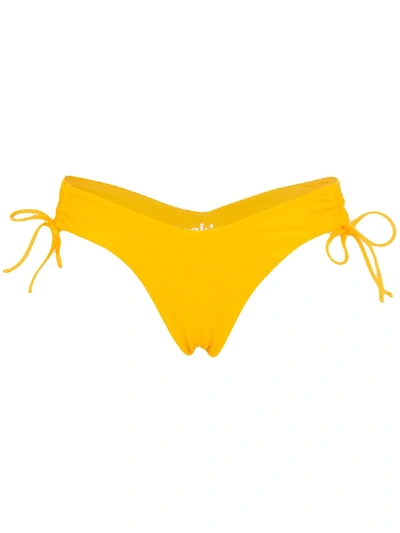 Shop Frankies Bikinis Ruby V-cut Bikini Bottoms In Yellow