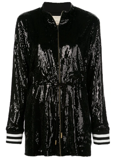 Shop Nicole Miller Sequin Embellished Jacket In Black