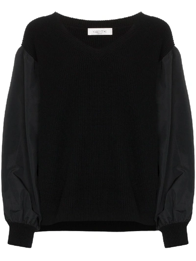 Shop Valentino Balloon-sleeve Knit Jumper In Black