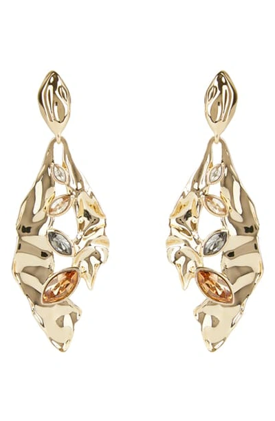 Shop Alexis Bittar Asteria Nova Crumpled Metal Navette Drop Earrings In Gold
