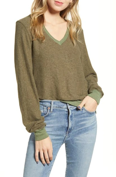 Shop Wildfox Baggy Beach V-neck Top In Forest