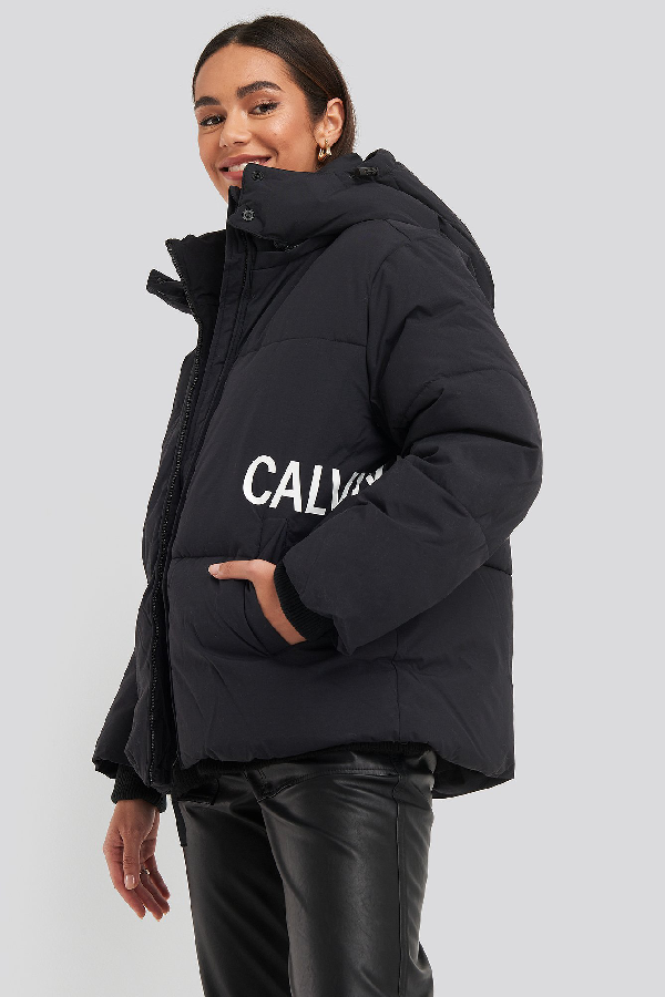 calvin klein logo puffer jacket