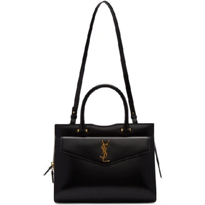 Shop Saint Laurent Black Medium Uptown Top Handle Bag In 1000 Black