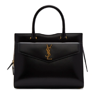 Shop Saint Laurent Black Medium Uptown Top Handle Bag In 1000 Black