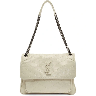 Shop Saint Laurent Off-white Medium Niki Bag In 9207 White