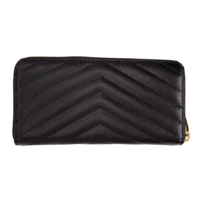 Shop Saint Laurent Black Monogramme Zip Around Wallet In 1000 Black