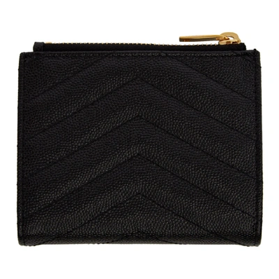 Shop Saint Laurent Black Zipped Monogramme Wallet