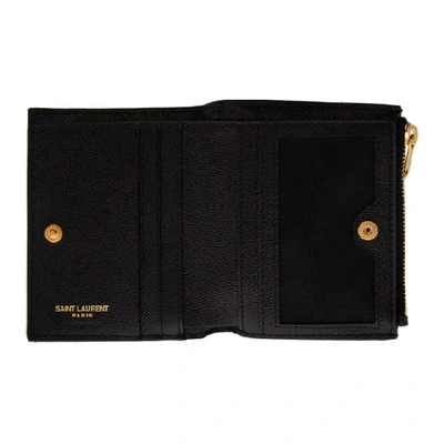 Shop Saint Laurent Black Zipped Monogramme Wallet