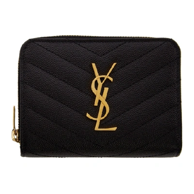 Shop Saint Laurent Black Small Compact Monogramme Wallet In 1000 Black