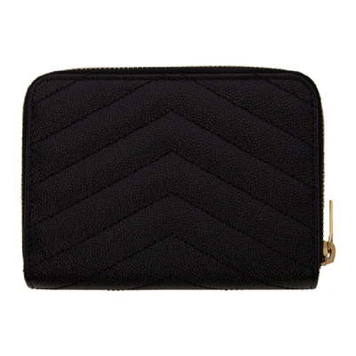 Shop Saint Laurent Black Small Compact Monogramme Wallet In 1000 Black