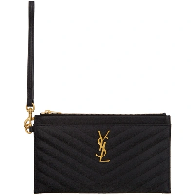 Shop Saint Laurent Black Large Bill Monogramme Pouch