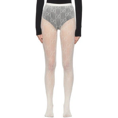 Shop Gucci Off-white Gg Tights In 9200 Ivory