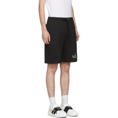 Shop Valentino Black Vltn Star Jersey Shorts In 0ni Nero/vl