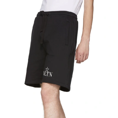 Shop Valentino Black Vltn Star Jersey Shorts In 0ni Nero/vl