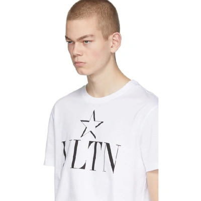 Shop Valentino White 'vltn' Star T-shirt In A01 Bianco