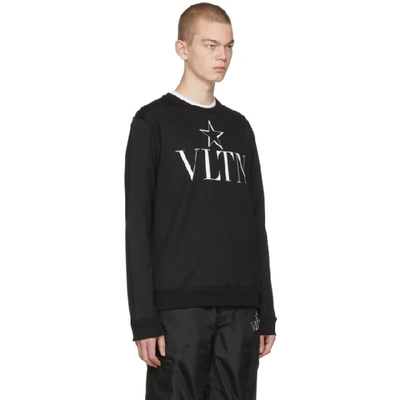 Shop Valentino Black Vltn Star Jersey Sweatshirt In 0ni Nero/vl
