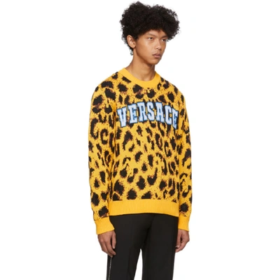 Shop Versace Yellow Jacquard Pop Animalier Sweater In A7804 Yello