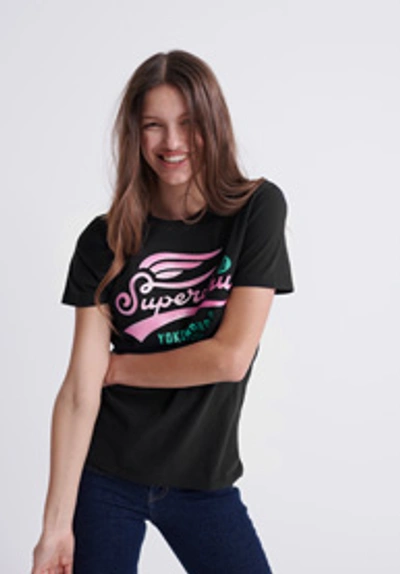 Shop Superdry Neon Classic High Flyers T-shirt In Black