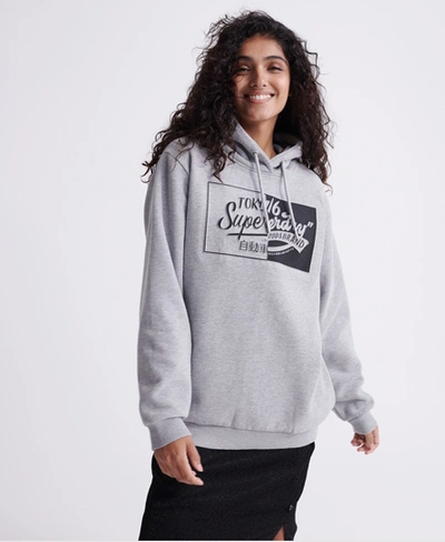 Shop Superdry Brand Language Oversized Hood In Grey