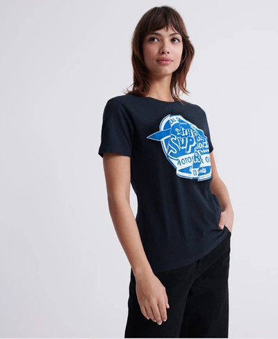 Shop Superdry Brand Language Rip T-shirt In Navy