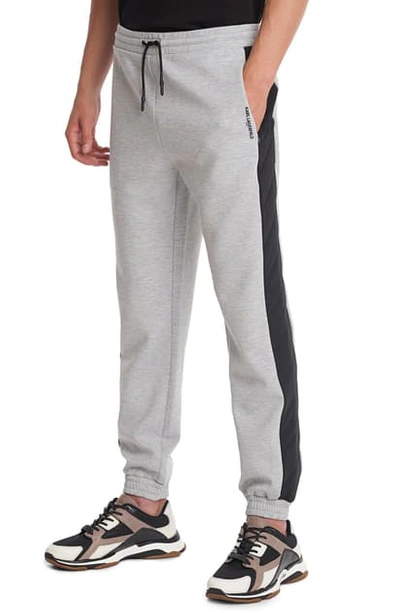 Shop Karl Lagerfeld Side Stripe Jogger Pants In Heather Grey