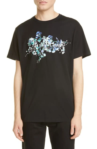 Shop Givenchy Flowers Logo Graphic Tee In Black