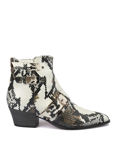 Shop Baldinini Snake Printed Leather Ankle Boots In Animal Print