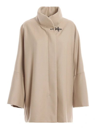 Shop Fay Wool And Cashmere Cape Coat In Beige