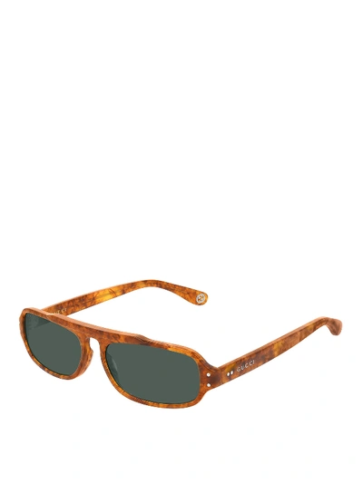 Shop Gucci Tortoise Acetate Retro Sunglasses In Light Brown