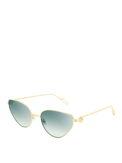 Shop Cartier Gold-tone Metal Cat-eye Sunglasses